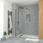 Aurlane - Paroi de Douche 100x195 cm en Verre Trempé 5 mm - Finition Noire - dark elementary