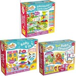 LISCIANI - CAROTINA Baby - LOT 3 Jeux ÉDUCATIFS - 17 Activités pour Enfants 1-4 Ans - Puzzles, Mémo, Logique, Tour d'Équilibre - Thèmes : Ferme, Animaux, Dinosaures - Apprentissage Ludique