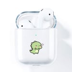 AKABEILA Airpods Case Cover, Compatible for Apple Airpods 2nd Generation Case Silicone Clear With Design for AirPods 1st [Front LED Visible & Wireless Charging] Women Transparent Cute, Dinosaurs