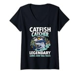 Womens Catfish Catcher Legendary V-Neck T-Shirt