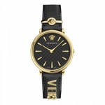 Naisten kello Versace V-Circle Leather Black