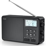 RF206 Radio Portable à Ondes Courtes Radio Numérique, Récepteur AM/FM, Haut-Parleur 8W, écran LCD, Prise en Charge de la Lecture BT/Carte TF/USB, Radio alimentée par des Piles AC/AA, Maison