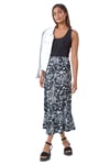 Roman Womens Leaf Print Linen Blend A-Line Skirt - Black Denim - Size 10 UK