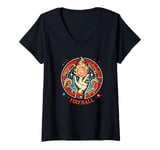 Womens Fireball Fantasy RPG Fire Magic Spell V-Neck T-Shirt