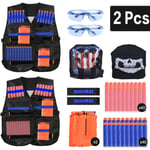 2 Tactical Vest Jacket Set Nerf N-Strike Elite Set, Barnens Nerf Väst, Tactical Väst, Nerf Accessories Set Kids Tactical Väst med 80 pilar påfyllning