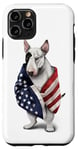 Coque pour iPhone 11 Pro Bull Terrier Dog Patriot Wrap dans le drapeau des États-Unis Amérique