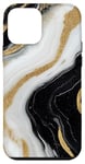 iPhone 12 mini Elegant White Abstract Black Stone Design Case