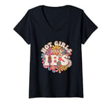 Womens Hot Girls Have IBS Groovy 70s Irritable Bowel Syndrome V-Neck T-Shirt