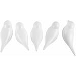 Lot de 5 crochets muraux oiseaux en forme d'oiseau blanc/support mural polyvalent pour porte-manteau, chapeau, serviette, clé/décoration murale