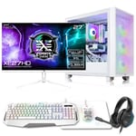 AWD-IT 3000D RGB White, AMD Ryzen 5500, NVIDIA RTX 3060 12GB, 27" 165Hz Monitor Next Day Gaming PC Package