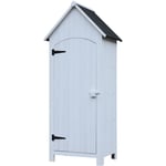 Armoire abri de jardin remise pour outils 3 étagères porte loquet toit pente bitumé dim. 77L x 54l x 179H cm bois sapin pré-huilé blanc