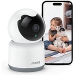 Caméra de surveillance WiFi intérieure, caméra sans fil 360° 3MP pour bébé/animal de compagnie/maison, détection de mouvement humain IA, vision nocturne, audio bidirectionnel, smartphone connecté, accès à distance