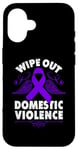 Coque pour iPhone 16 Wipe Out Domestic Violence, ruban violet