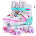 Patins à roulettes Rollers pour Enfants, Rollers Quad pour Filles Garçon Taille réglable, 8 Patins à roulettes Light up Wheels pour Filles et garçons Tout(M (EU32-36))