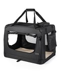 lionto Caisse de Transport Pliable pour Chien Voiture Box Sacoche, (S) 50x34x36 cm Noir