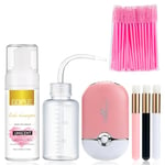 Nettoyant Pour Extensions De Cils, Mousse De Cils, Shampoing Pour Extensions De Cils, Mini Ventilateur Usb Rechargeable, Kit De Shampoing Électrique Portable Pour Climatisation (Rose)