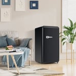 Retro Refrigerateur, 91L - avec mini compartiment congélateur, 85 kWh/an, économie d'énergie, éclairage LED - 41 dB - Noir [Classe énergétique E]