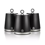 Swan Serenity Black Tea Coffee Sugar Canisters Set Steel Accents-SWKA18536BLK