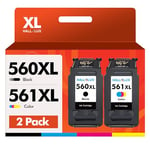 HALLOLUX 560XL 561 XL Cartouches d'encre Remplacement pour Canon 560 560 XL 561 XL pour Pixma TS5350 TS7450 TS7451 TS5352 TS5351 TS5353 (Noir Tri-Colore, 2-Pack)