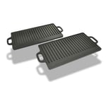 Lot de 2 plancha en fonte réversible XL plaque grill à pizza BBQ vidaXL