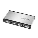 LogiLink Hub USB 2.0 à 4 Ports avec boîtier en Aluminium et Bloc d'alimentation Inclus