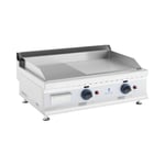 Royal Catering Stegeplade gas - dobbelt 74,5 x 40 cm glat/rillet 2 3.100 W naturgas 20 mbar