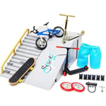 9-delad skatepark-kit fingerboard, mini finger skateboard och ramp