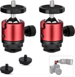 Lot de 2 Mini têtes de trépied à rotule avec Trou fileté 1/4 - Rotation à 360° - pour Appareil Photo, DSLR, lumière LED, Support de rotule Compatible avec Nikon, HTC Vive VR, Monopod, Slider, trépied