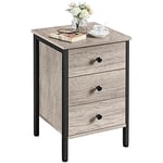 Yaheetech Table de Chevet Industrielle en Bois Table de Nuit Table d'Appoint avec 3 Troirs pour Chambre Salon Bureau Cadre en Métal 40 × 40 × 61 cm Gris Rustique