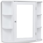 Meuble de salle de bain murale en mdf blanc avec 1 porte et 6 etagères 66 x 16,5 x 63 cm