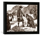 'Image encadrée de English School "The Landing Of Prince Charlie, illustration from' Cassell S Illustra Impression d'art dans le cadre de haute qualité Photos fait main Ted History of Angleterre ',, 40 x 30 cm, noir mat