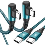 Câble USB C vers USB C Coudé [2M,Lot de 2] PD 60W Charge Rapide Câble Type C 90 Degrés Compatible avec i phone15 série,MacBook Pro/Air iPad Pro¿Samsung Galaxy S24 S23 S22 S21,Huawei,Pixel