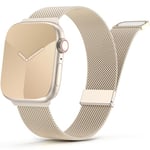 Yoohoo Adjustable Metal Strap Compatible with Apple Watch Straps 38mm 40mm 41mm 42mm(Series 10) Women Men,Replacement Band for iWatch Series 10 9 8 7 6 5 4 3 2 1 SE Double Magnetic,Champagne Gold