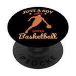Funny Just A Boy Who Loves Basketball Fan Basketball Lover PopSockets PopGrip Interchangeable