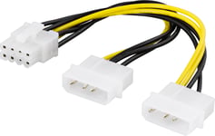 Adapter cable, 2xMolex 4-pin to 8-pin PCI-Express, 30 cm