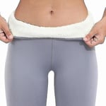 Tjocka Leggings för kvinnor med hög midja smala byxor Fleecefodrade Leggings light  gray XL