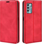 Cas De Pour Zte Blade V40 6 67 Pouces Pu Cuir Housse Flip Coque Rétro Motif Avec Built Stand Et Magnétique Auto Adsorption Portefeuille Protection Cas Rouge