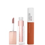 Maybelline Lifter Gloss and Superstay Matte Ink Lipstick Bundle (Various Shades) - 135 Globe Trotter