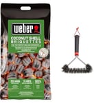 Weber Briquettes De Noix De Coco 8kg Noir & 12" Three-Sided Grill Brush