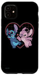 Coque pour iPhone 11 Disney Lilo et Stitch Angel Heart Kisses