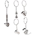 1X(5PCS   Coffee Tamper Keychain Espresso Portafilter Moka Pitcher Keyring6188