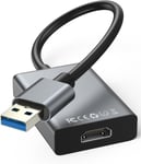 Adaptateur Usb Vers Hdmi, Hd 1080P Usb 3.0/2.0 Vers Hdmi Vidéo Audio Graphique Multi Moniteur Miroir/Expansion Câble Convertisseur Compatible Avec Windows Xp/7/8/10/11/Android, Pou[YIN140107]