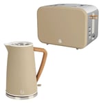 Swan Nordic Kettle & 2 Slice Toaster Kitchen Set (Oatmeal/Beige)