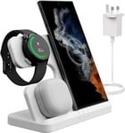 OneCut Samsung Galaxy Wireless Charging Stand, Fast Charger with 18w Adapter for Samsung Galaxy Watch 5 Pro/4/3, Phone S21 S22 S23 Ultra, Z Flip Fold Series, Note 20/10/9 & Buds 2 Pro/Live (White)