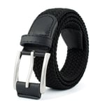 (105CMmusta)1kpl Joustava kudottu punottu vyö miehille Naisten Junior Casual Farkut Housut Golf Belt Canvas Belt Belt