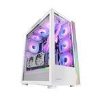 Mars Gaming MC-ULTRA White, Custom XXL E-ATX Gaming Tower, Dual ARGB LED Stripes, Dual Tempered Glass Windows, Dual Vertical Camera Structure