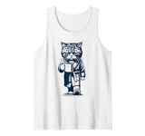 Tired Cat with Coffee Mug - Early Grumpy Mornings Tank Top