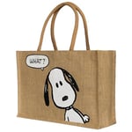 Kanguru Sac Jute pour femme Bag What Snoopy avec poignées et poche Sac Cabas en Toile, Réutilisable Sac à Provisions en Jute, pour le Shopping, Les Sorties, le Camping, le Magasin, idee cadeau noel