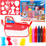 Paw Patrol Bath Toy Stencil Set Sponge Figures Washable Crayons & Storage Bag