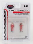 AMERICAN DIORAMA 76449 Figurines - Set 2X Man Racing Legend 70s - Red - 1/43